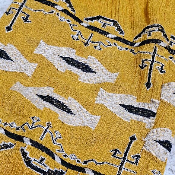 COPY - Dress. Mustard Yellow. Black & White Embroidery. Blu Pepper Brand. - Picture 12 of 13